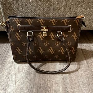 Adrienne Vittadini; used; large brown & tan shoulder bag